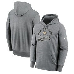 Nike New Orleans Saints Performance Fleece Pullover Hoodie Heather Gray