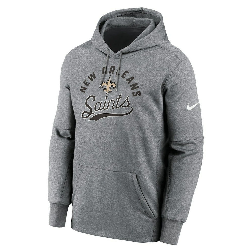 Nike New Orleans Saints Performance Fleece Pullover Hoodie Heather Gray