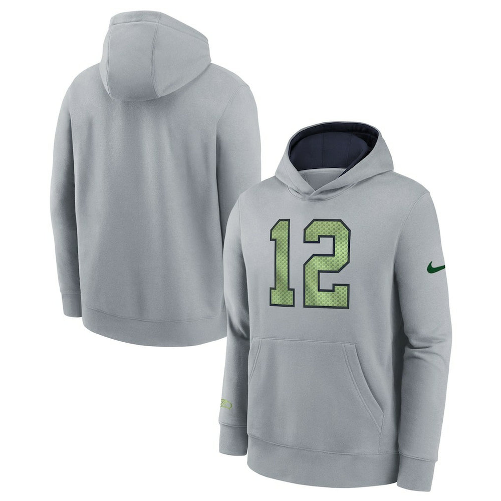 Nike Seattle Seahawks Youth 2025 Rivalries Collection Club Hoodie Wolf Gray