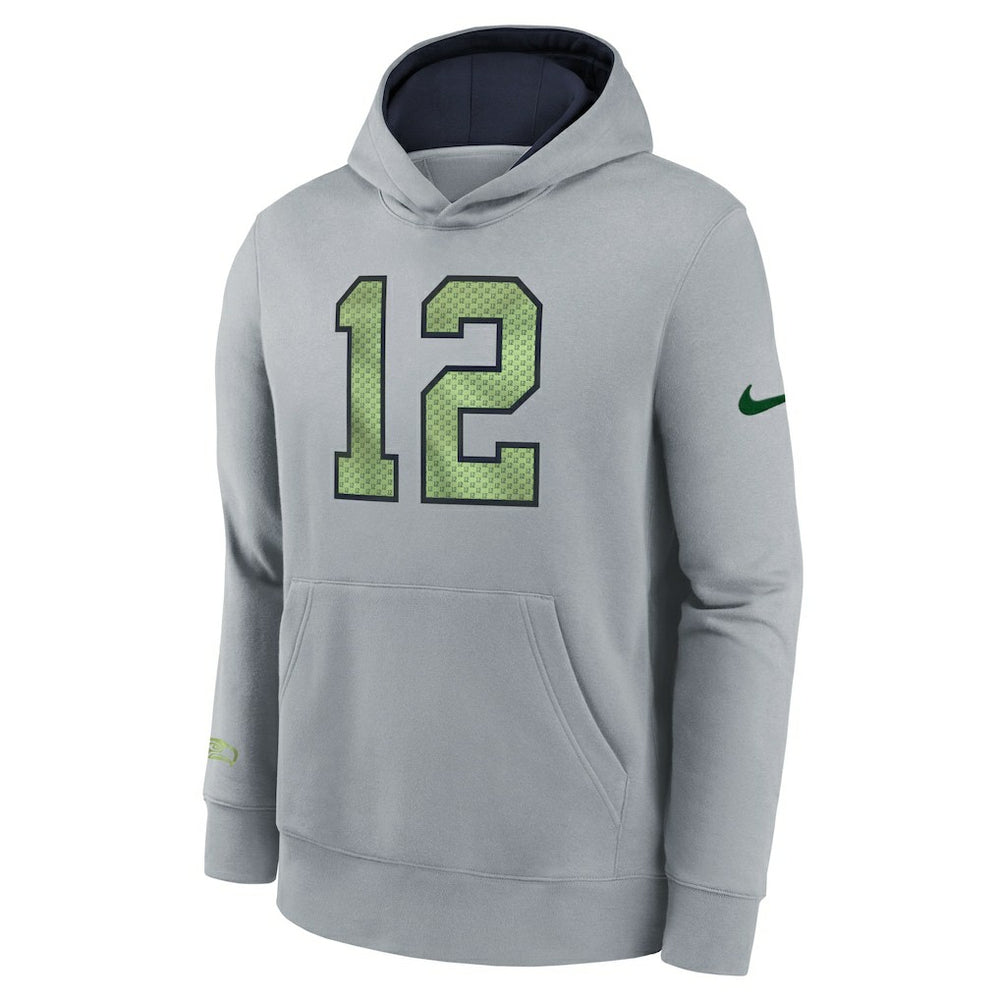 Nike Seattle Seahawks Youth 2025 Rivalries Collection Club Hoodie Wolf Gray