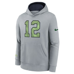 Nike Seattle Seahawks Youth 2025 Rivalries Collection Club Hoodie Wolf Gray