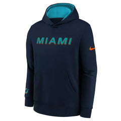 Nike Miami Dolphins Youth 2025 Rivalries Collection Club Hoodie Pitch Blue