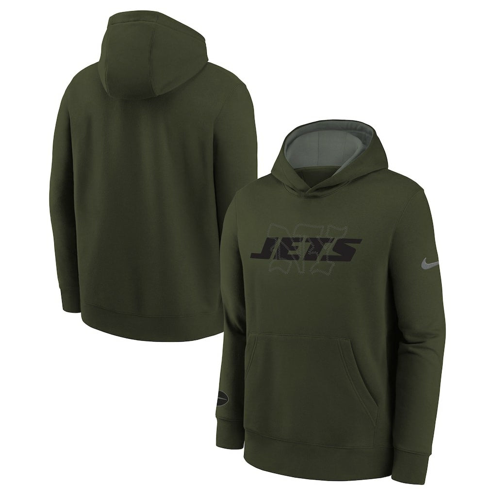 Nike New York Jets Youth 2025 Rivalries Collection Club Hoodie Gotham Green