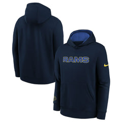 Nike Los Angeles Rams Youth 2025 Rivalries Collection Club Hoodie Midnight Blue