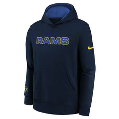 Nike Los Angeles Rams Youth 2025 Rivalries Collection Club Hoodie Midnight Blue