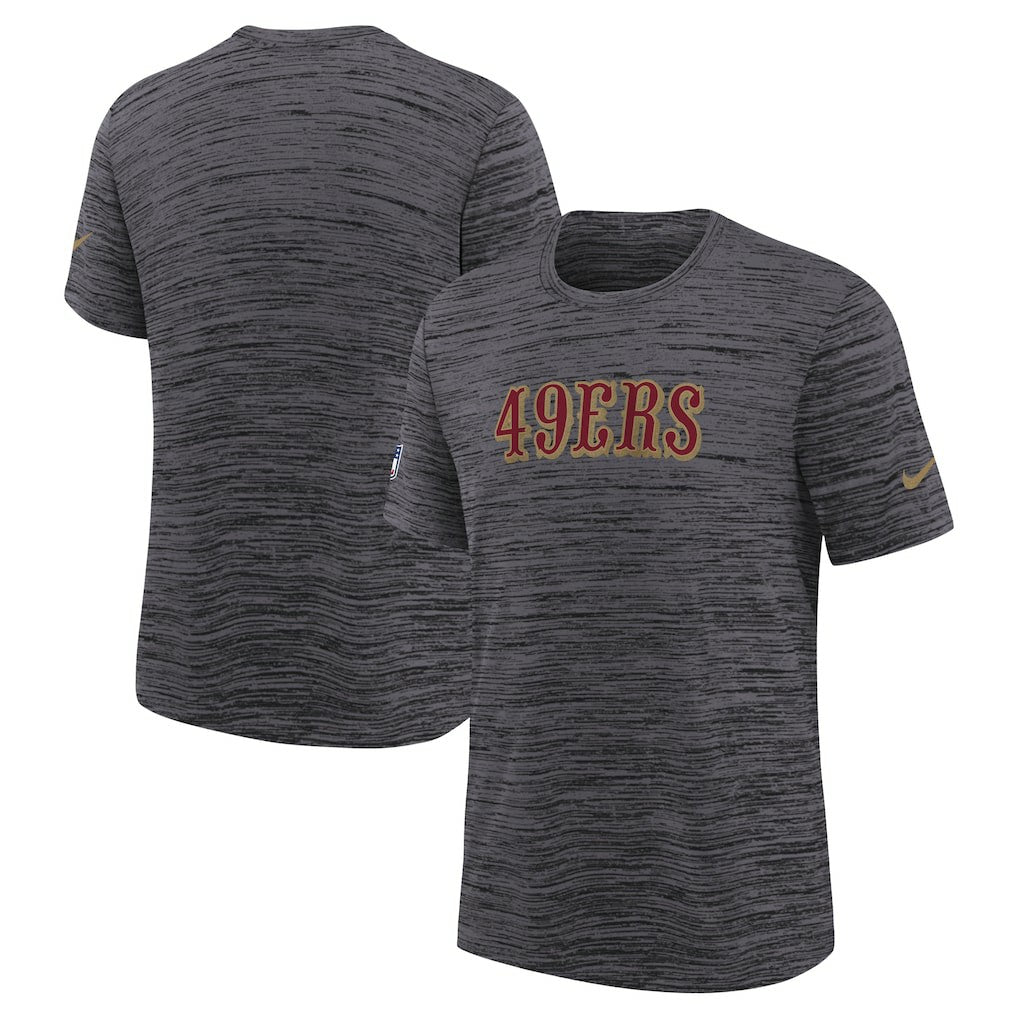 Nike San Francisco 49ers Youth 2025 Rivalries Collection Sideline Velocity Dri-FIT T-Shirt Heather Black