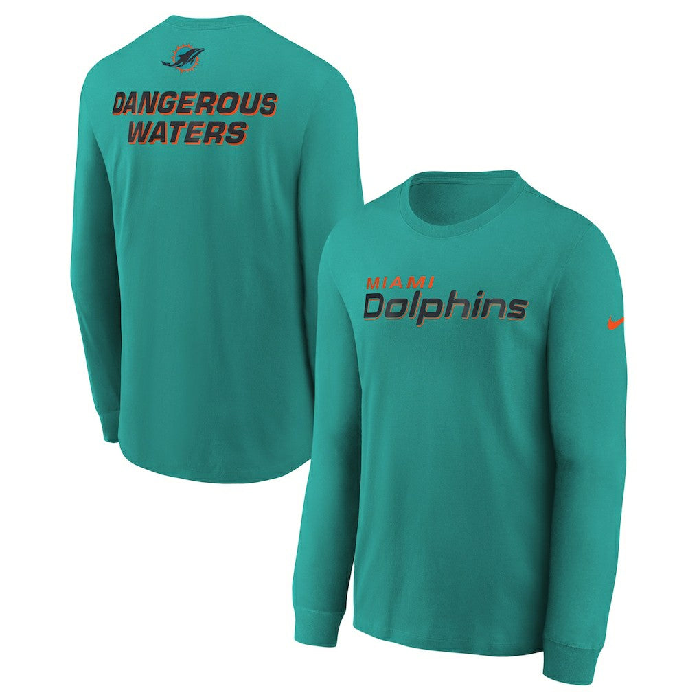 Nike Miami Dolphins Youth 2025 Rivalries Collection Long Sleeve T-Shirt Turbo Green