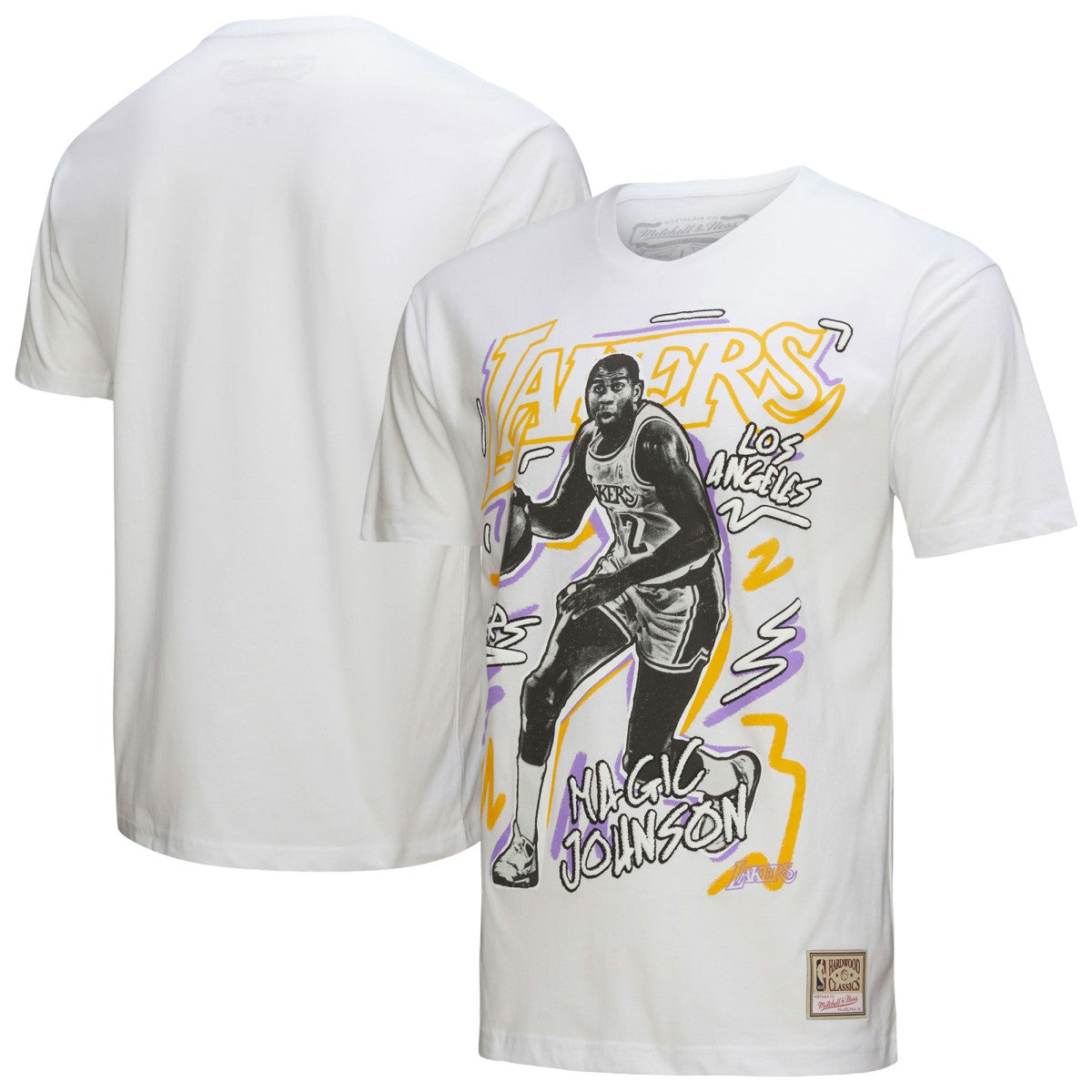 Magic Johnson Los Angeles Lakers Hardwood Classics Chalked Up T-Shirt White | Mitchell & Ness Near Me