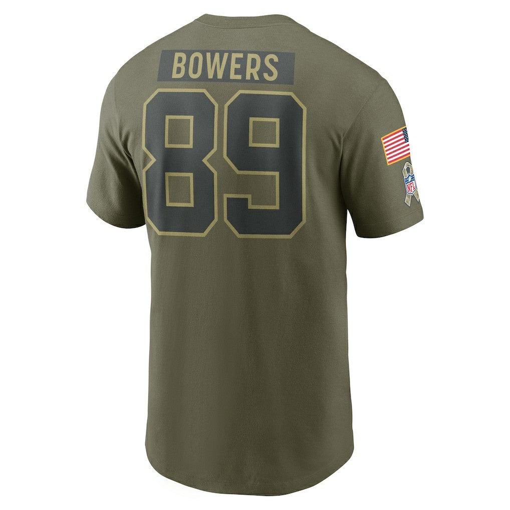 Nike Brock Bowers Las Vegas Raiders 2025 Salute to Service Name & Number T-Shirt Olive
