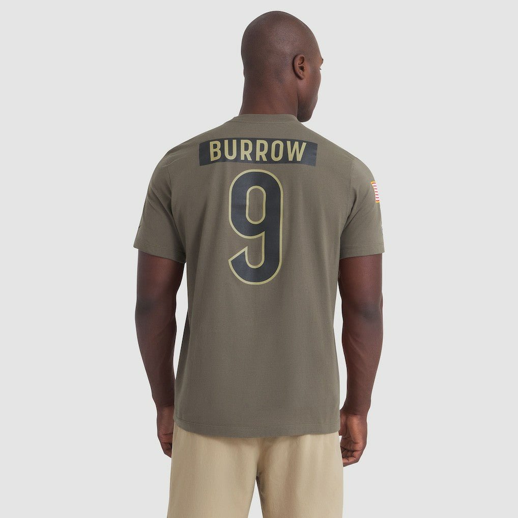 Nike Joe Burrow Cincinnati Bengals 2025 Salute to Service Name & Number T-Shirt Olive