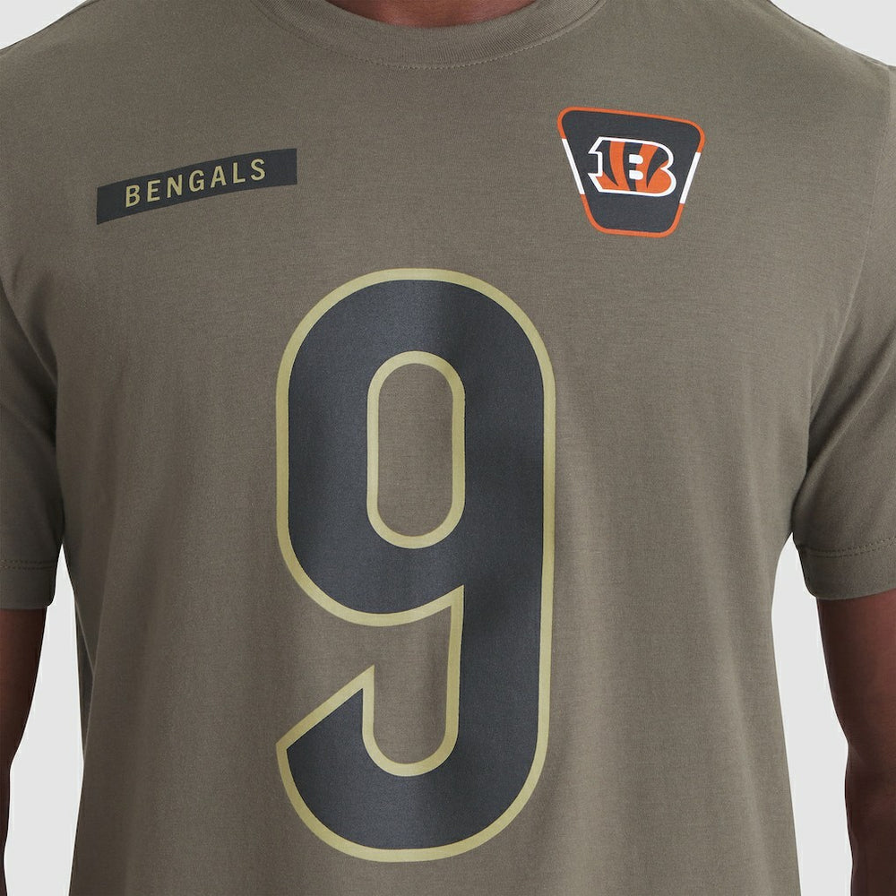Nike Joe Burrow Cincinnati Bengals 2025 Salute to Service Name & Number T-Shirt Olive