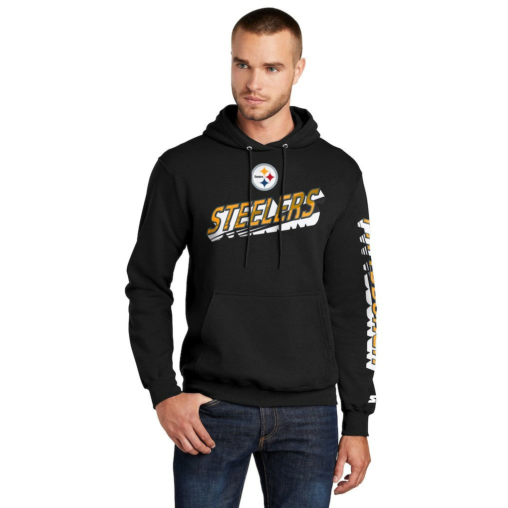 Pittsburgh Steelers Starter Wordmark Logo Pullover Hoodie Black