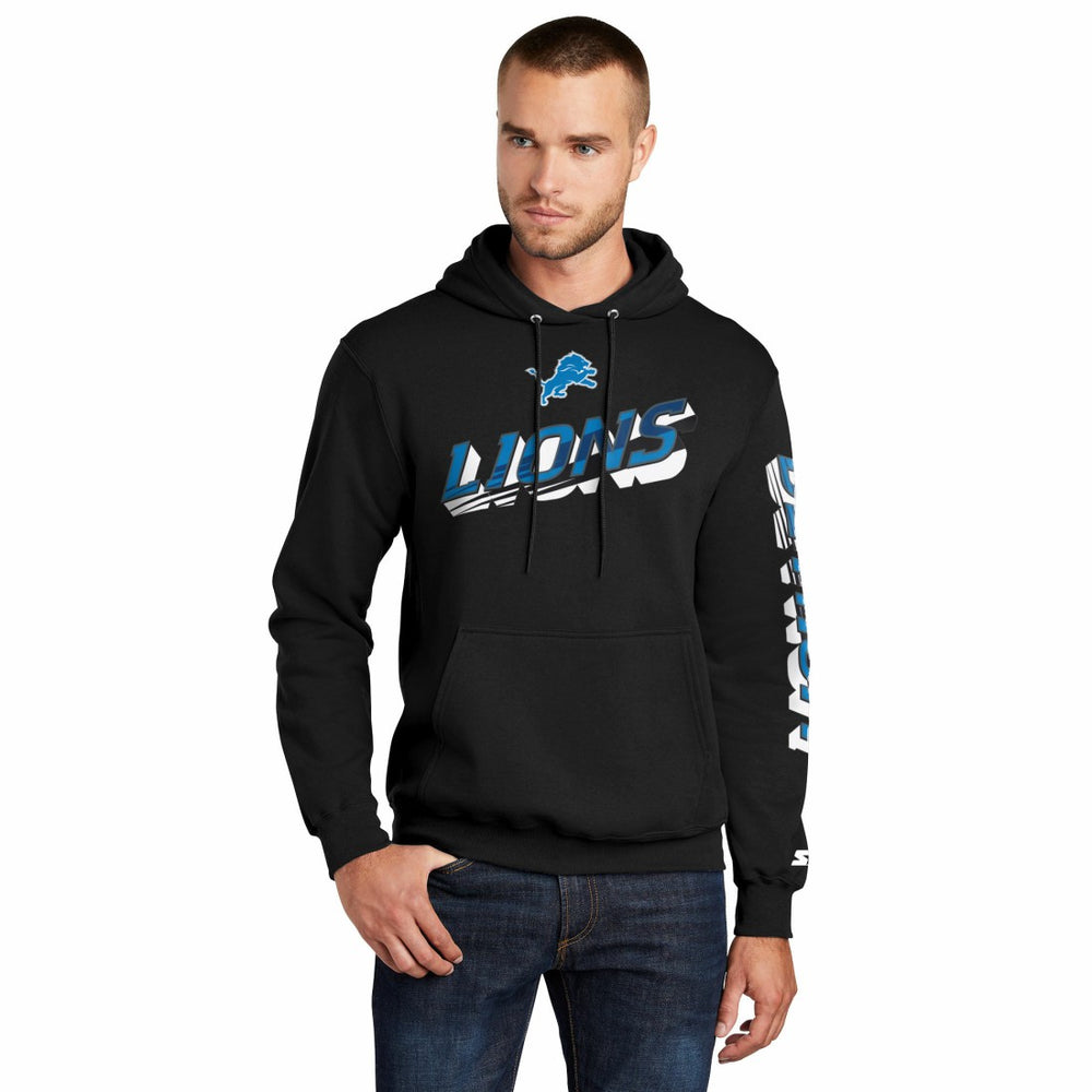 Detroit Lions Starter Wordmark Logo Pullover Hoodie Black