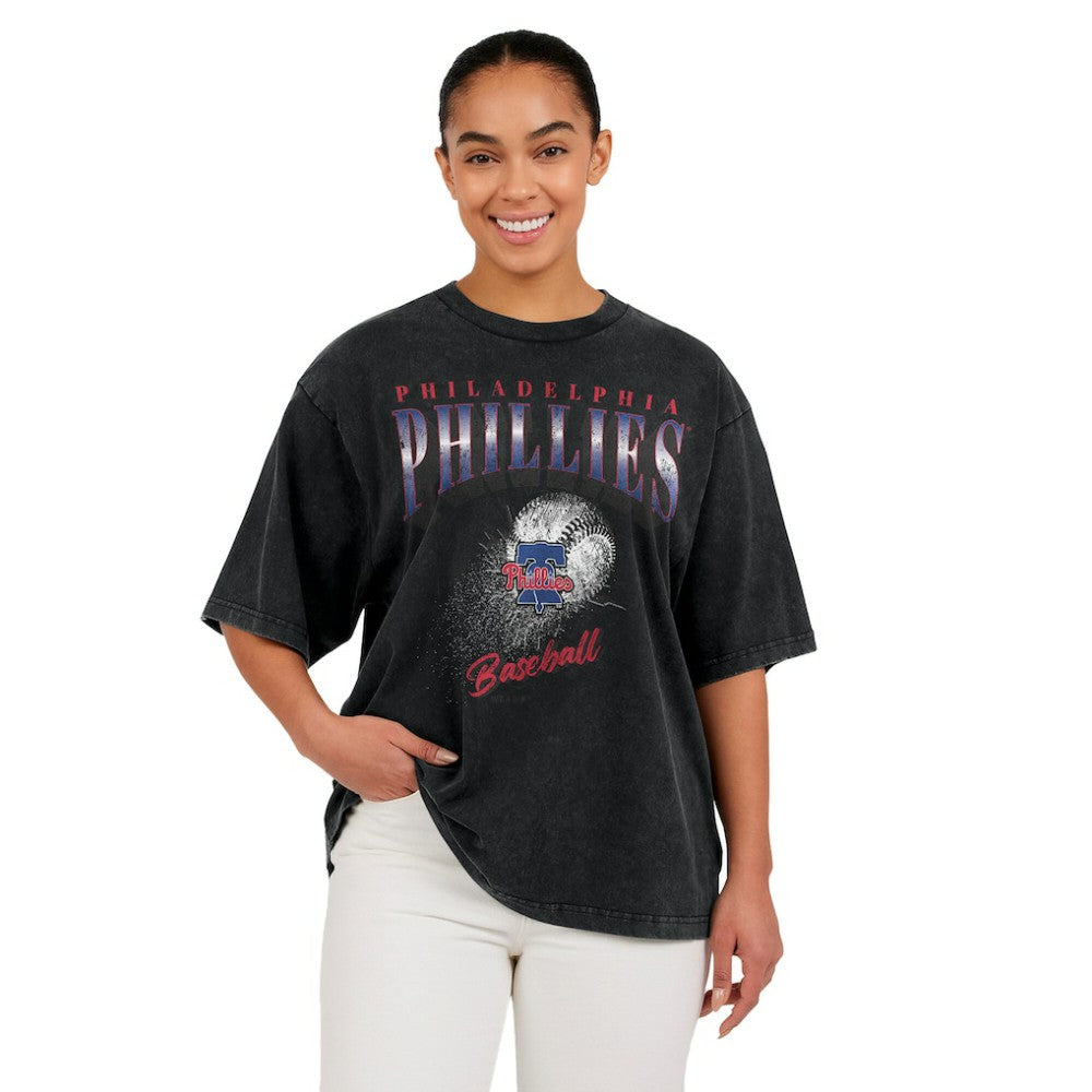 Philadelphia Phillies WEAR by Erin Andrews Women's Oversized Boyfriend T-Shirt - Charcoal - MLB Online