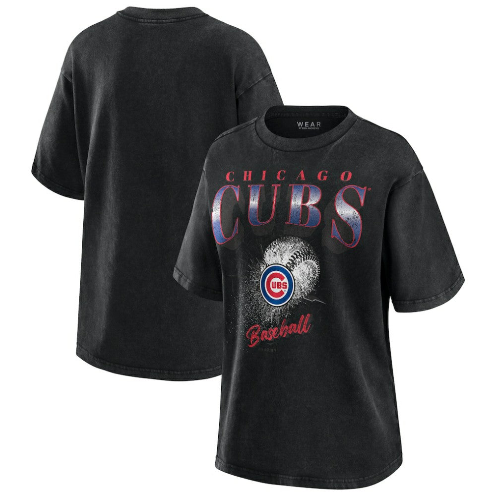 Chicago Cubs WEAR by Erin Andrews Women's Oversized Boyfriend T-Shirt - Charcoal - MLB Discount