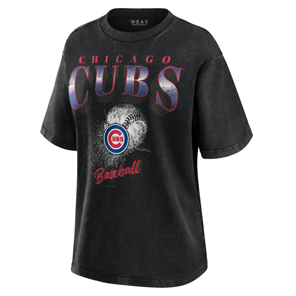 Chicago Cubs WEAR by Erin Andrews Women's Oversized Boyfriend T-Shirt - Charcoal - MLB Discount