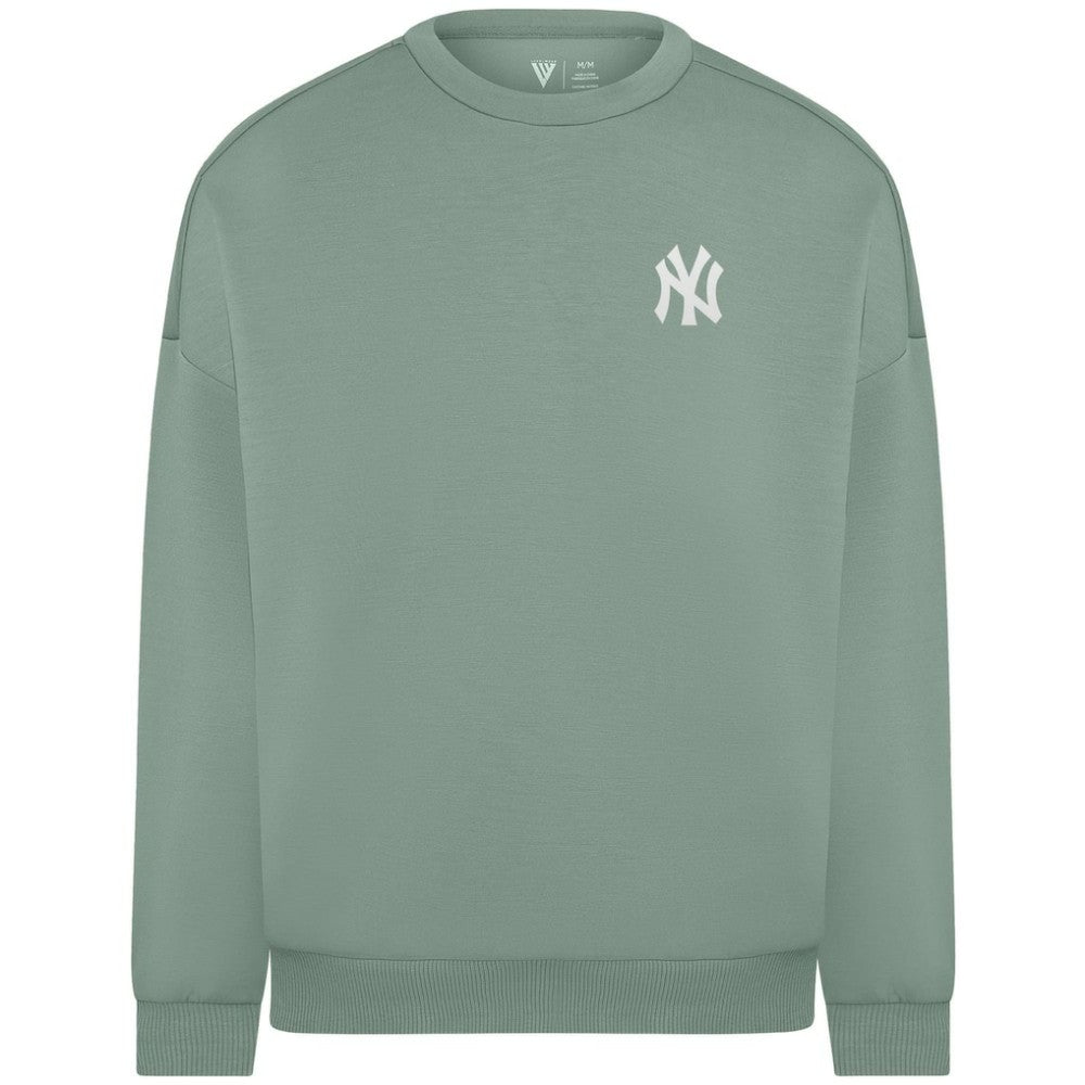 New York Yankees Levelwear Women's Luxe Signature Tri-Blend Pullover Sweatshirt - Sage Green - MLB Sale