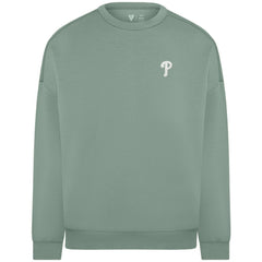 Philadelphia Phillies Levelwear Women's Luxe Signature Tri-Blend Pullover Sweatshirt - Sage Green - MLB Lifestyle
