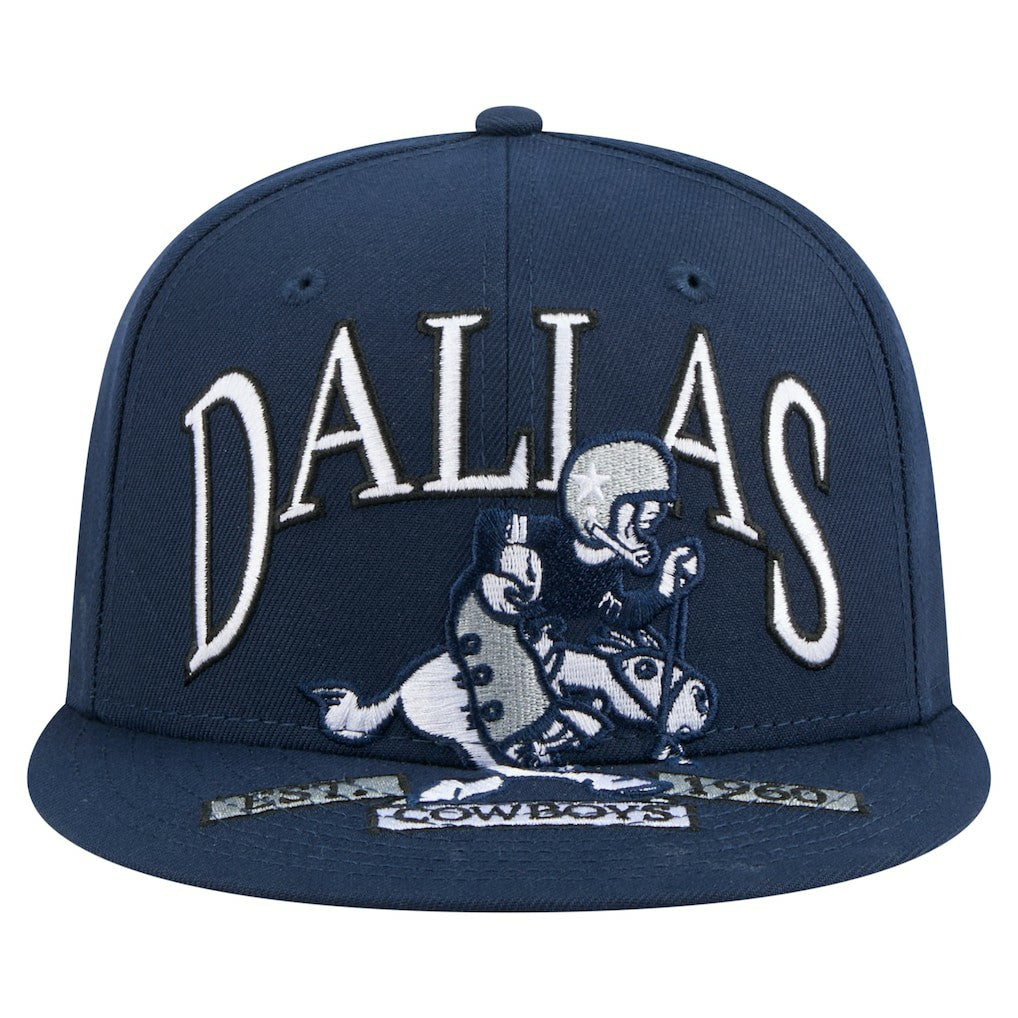Dallas Cowboys New Era Throwback Oversized 59FIFTY Fitted Hat Navy