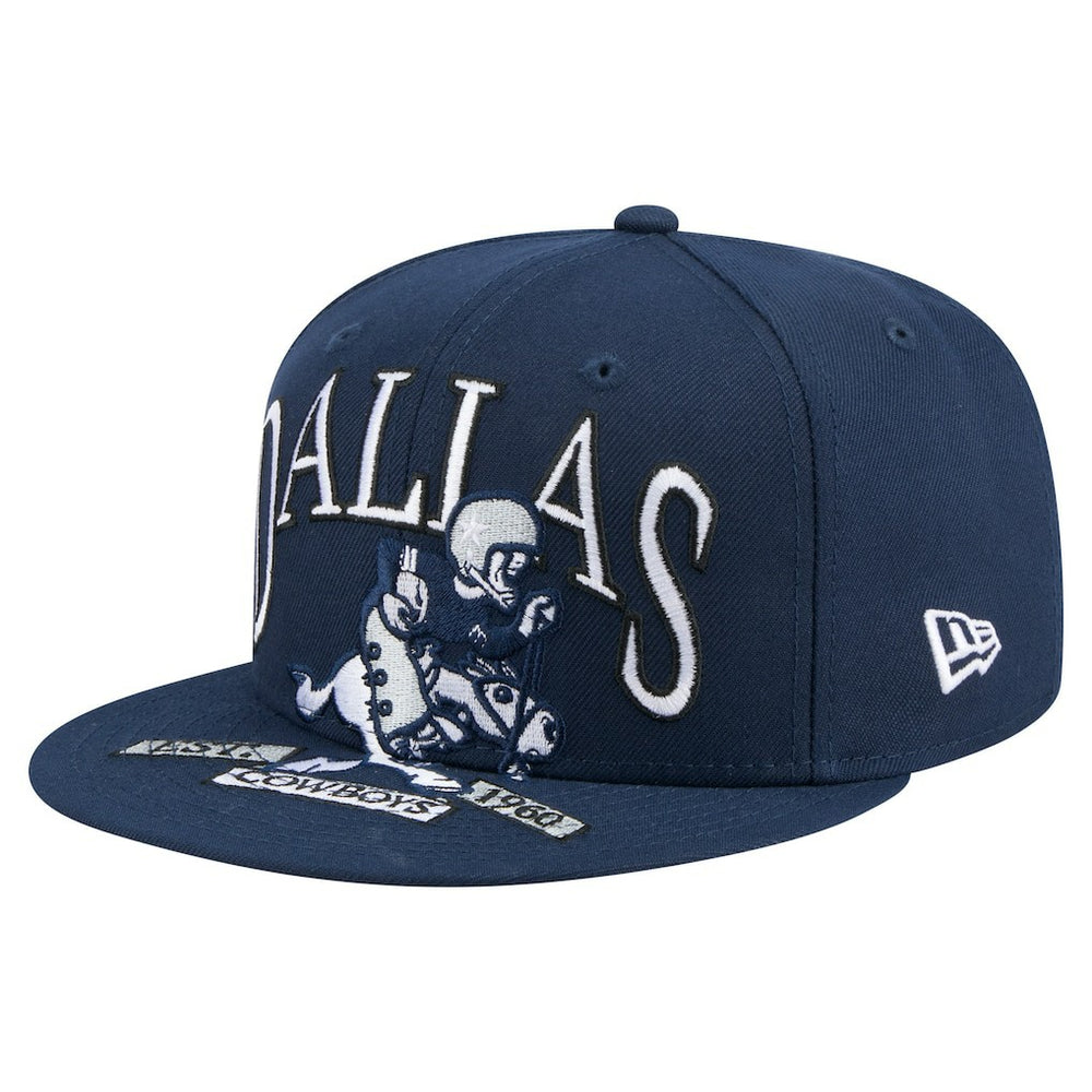 Dallas Cowboys New Era Throwback Oversized 59FIFTY Fitted Hat Navy