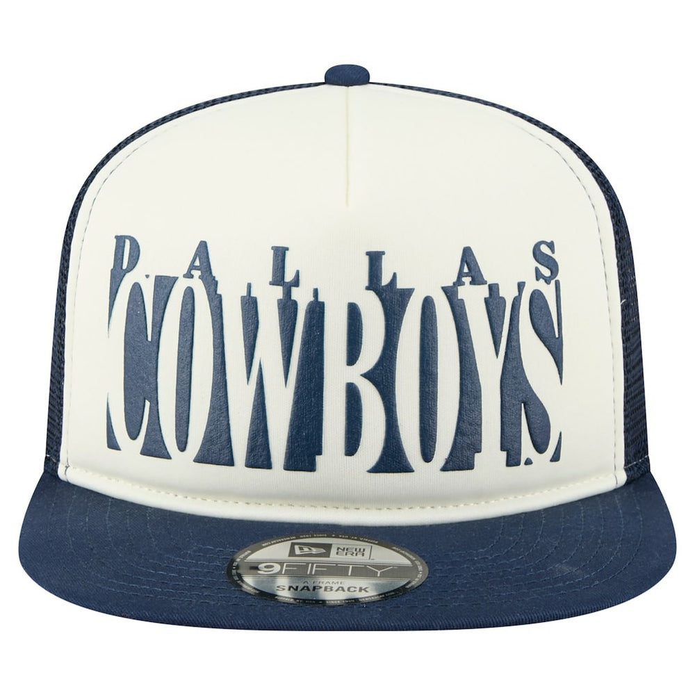 Dallas Cowboys New Era Cutout A-Frame 9FIFTY Snapback Hat Cream/Navy