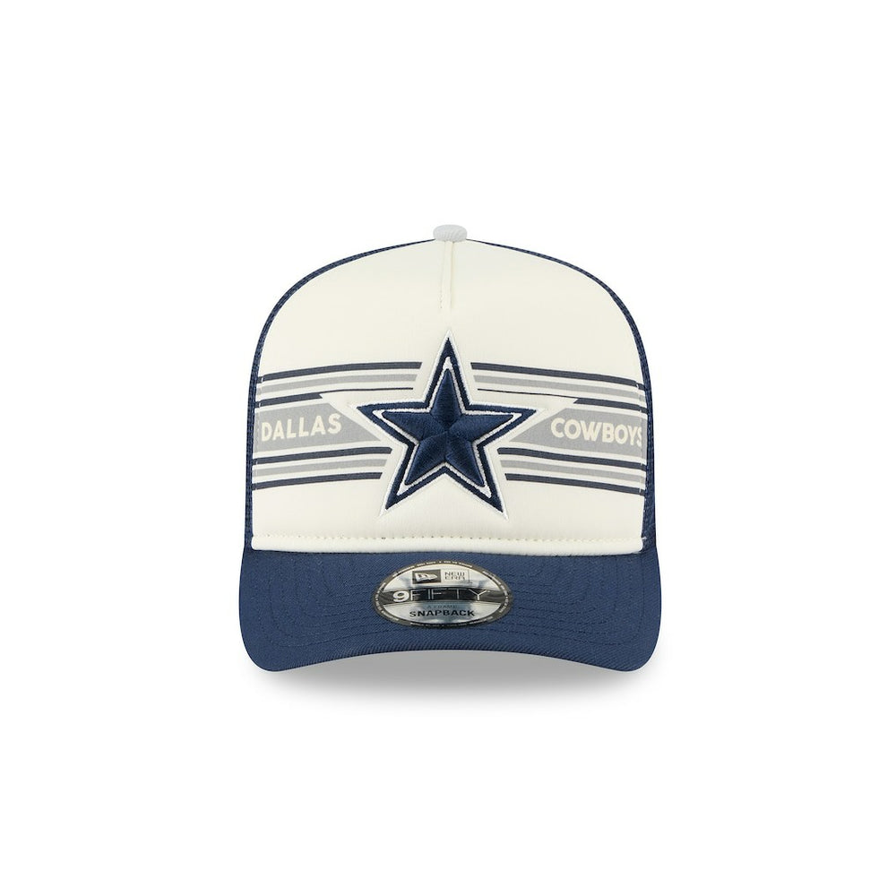 Dallas Cowboys New Era Banner A-Frame 9FIFTY Snapback Hat Cream/Navy