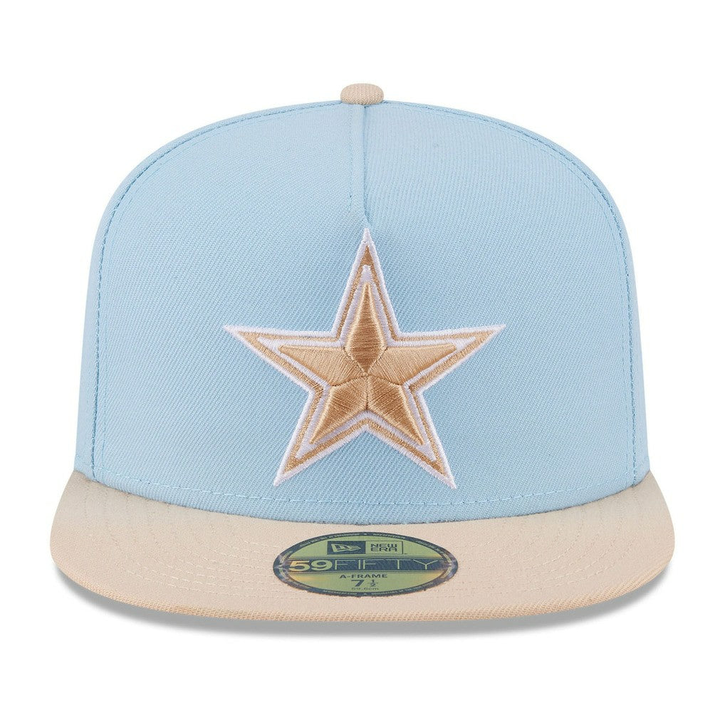 Dallas Cowboys New Era Two-Tone Color Pack A-Frame 59FIFTY Fitted Hat Light Blue/Light Beige