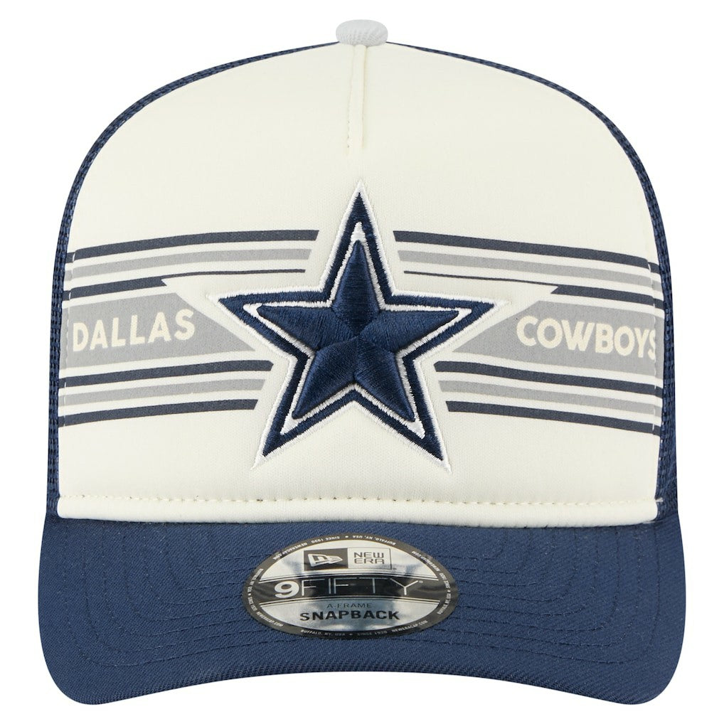 Dallas Cowboys New Era Youth Banner A-Frame 9FIFTY Trucker Snapback Hat Cream/Navy