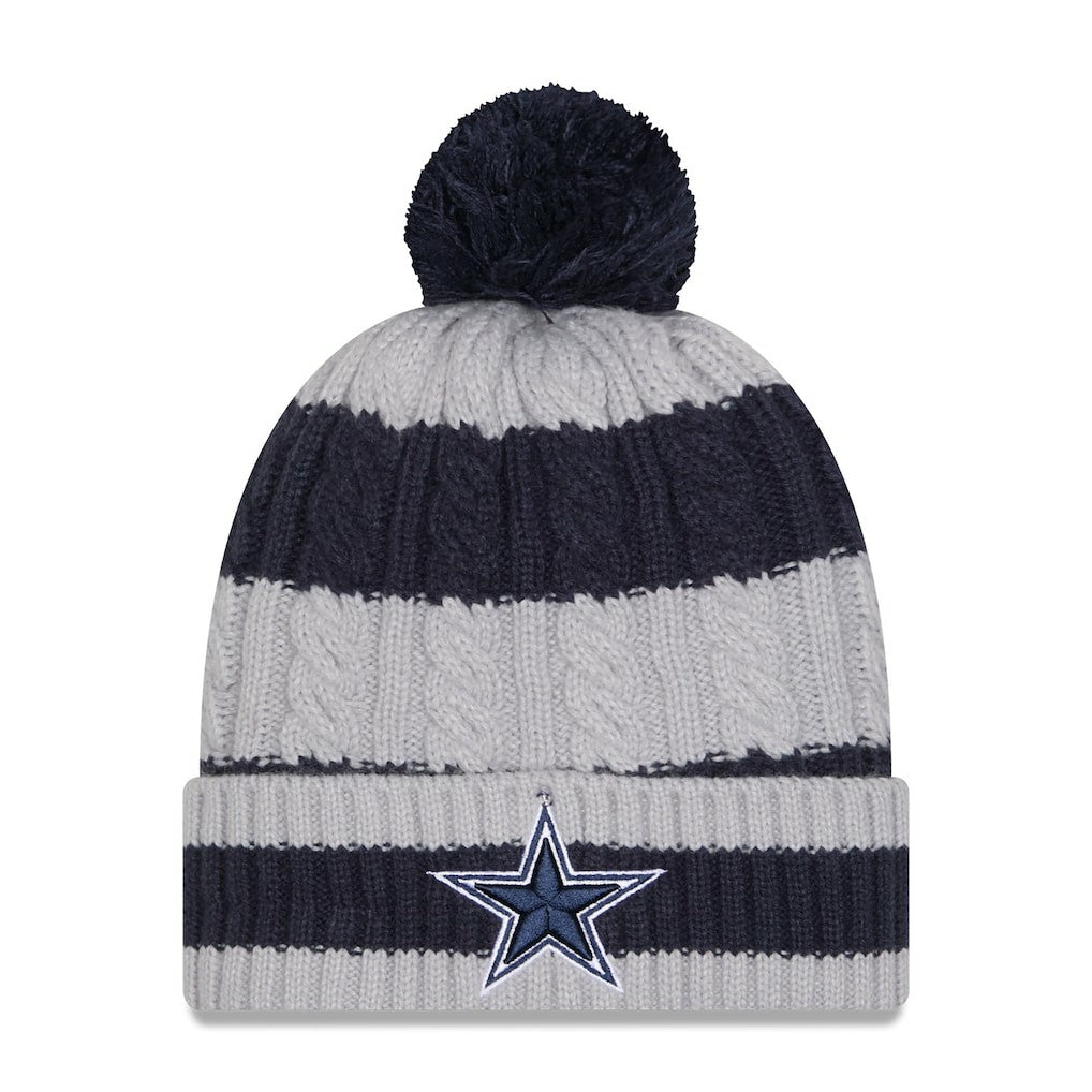 Dallas Cowboys New Era Women's Braided Cuffed Knit Hat with Pom Navy