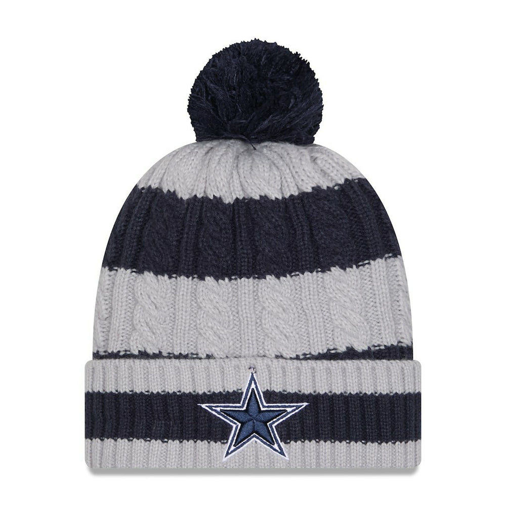 Dallas Cowboys New Era Women's Braided Cuffed Knit Hat with Pom Navy