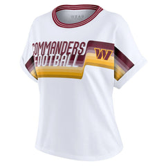 Washington Commanders WEAR by Erin Andrews Women's Cropped Center Stripe Dolman T-Shirt White