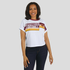 Washington Commanders WEAR by Erin Andrews Women's Cropped Center Stripe Dolman T-Shirt White