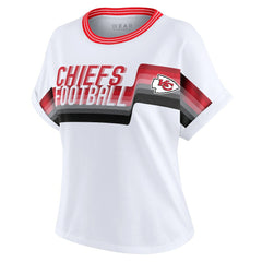 Kansas City Chiefs WEAR by Erin Andrews Women's Cropped Center Stripe Dolman T-Shirt White