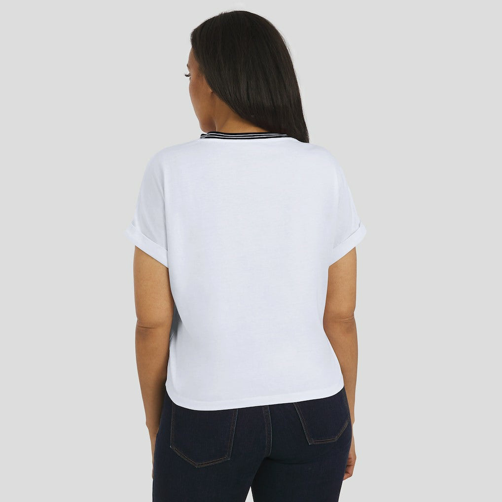 Las Vegas Raiders WEAR by Erin Andrews Women's Cropped Center Stripe Dolman T-Shirt White