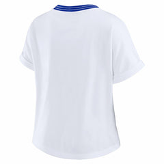 Los Angeles Rams WEAR by Erin Andrews Women's Cropped Center Stripe Dolman T-Shirt White