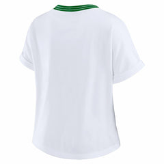 New York Jets WEAR by Erin Andrews Women's Cropped Center Stripe Dolman T-Shirt White
