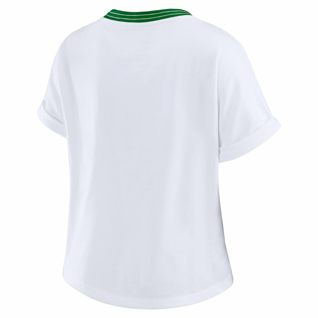 Philadelphia Eagles WEAR by Erin Andrews Women's Cropped Center Stripe Dolman T-Shirt White