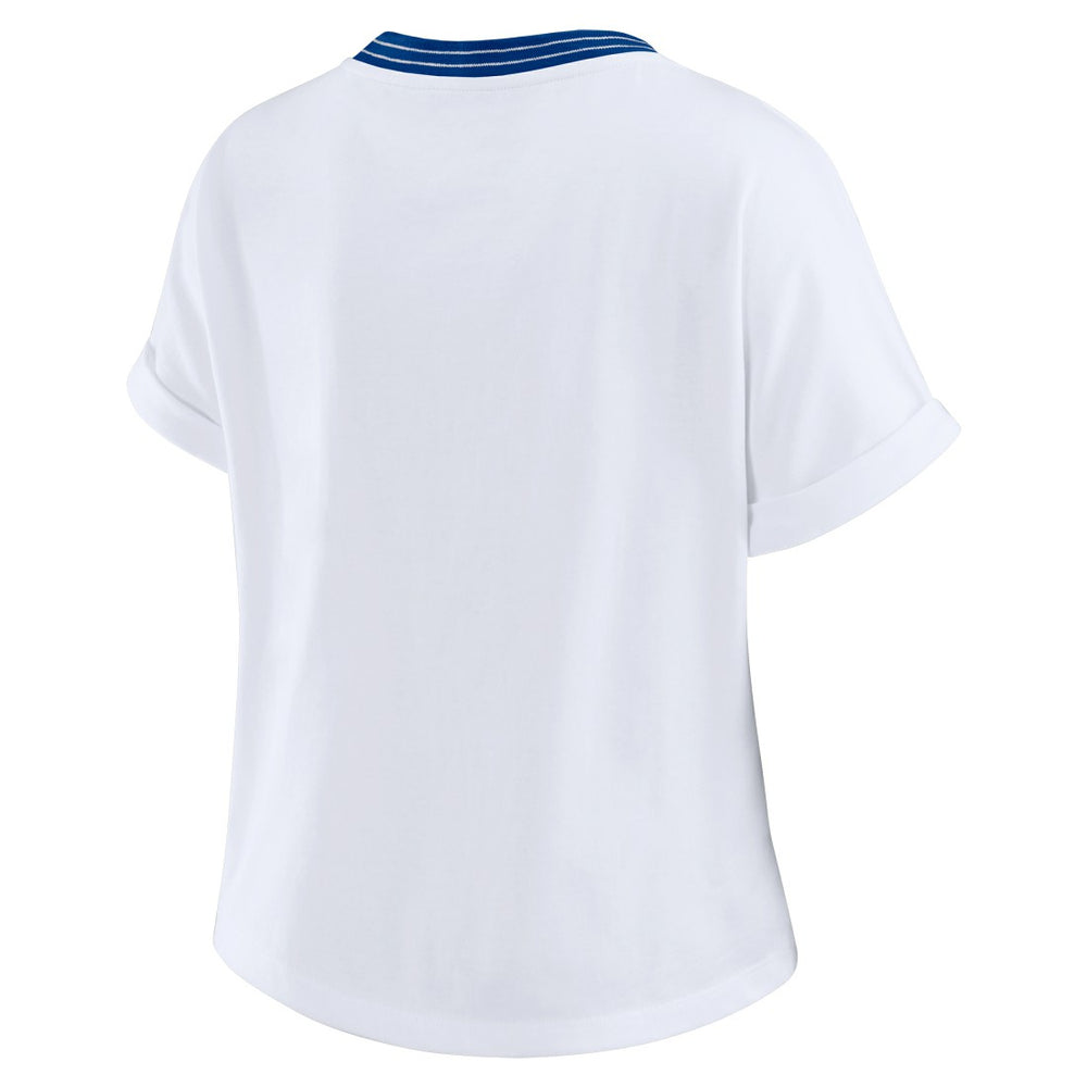 Seattle Seahawks WEAR by Erin Andrews Women's Cropped Center Stripe Dolman T-Shirt White