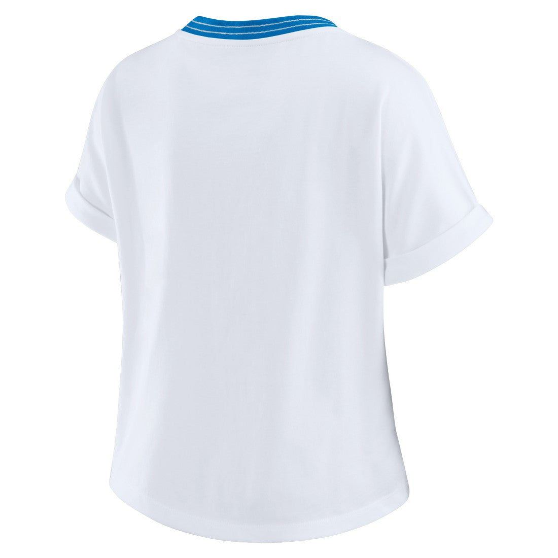 Detroit Lions WEAR by Erin Andrews Women's Cropped Center Stripe Dolman T-Shirt White
