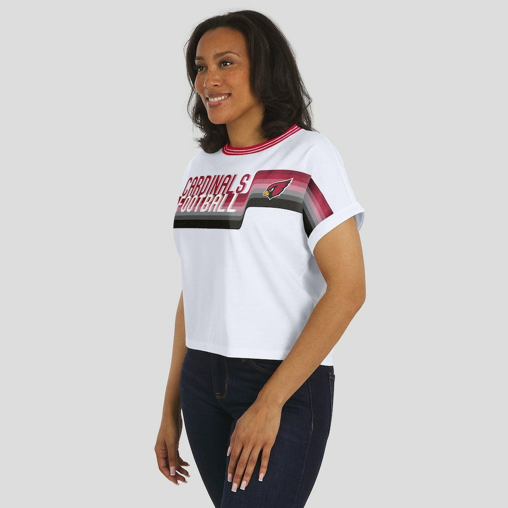 Arizona Cardinals WEAR by Erin Andrews Women's Cropped Center Stripe Dolman T-Shirt White