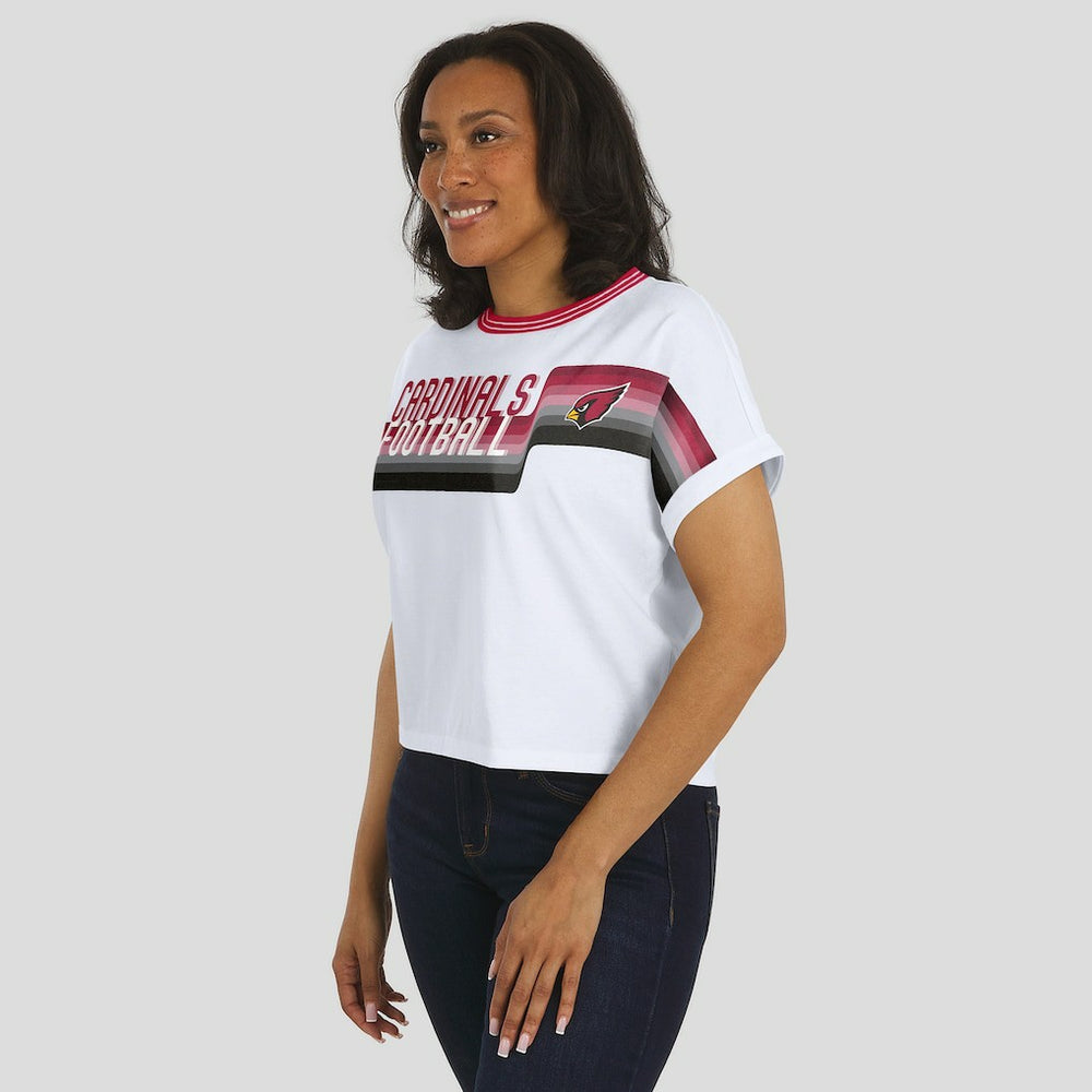 Arizona Cardinals WEAR by Erin Andrews Women's Cropped Center Stripe Dolman T-Shirt White