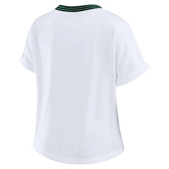 Green Bay Packers WEAR by Erin Andrews Women's Cropped Center Stripe Dolman T-Shirt White