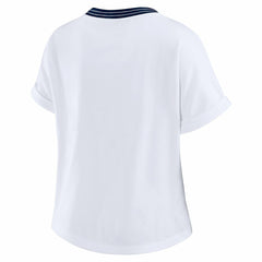 Chicago Bears WEAR by Erin Andrews Women's Cropped Center Stripe Dolman T-Shirt White