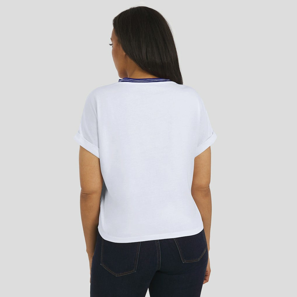 Baltimore Ravens WEAR by Erin Andrews Women's Cropped Center Stripe Dolman T-Shirt White
