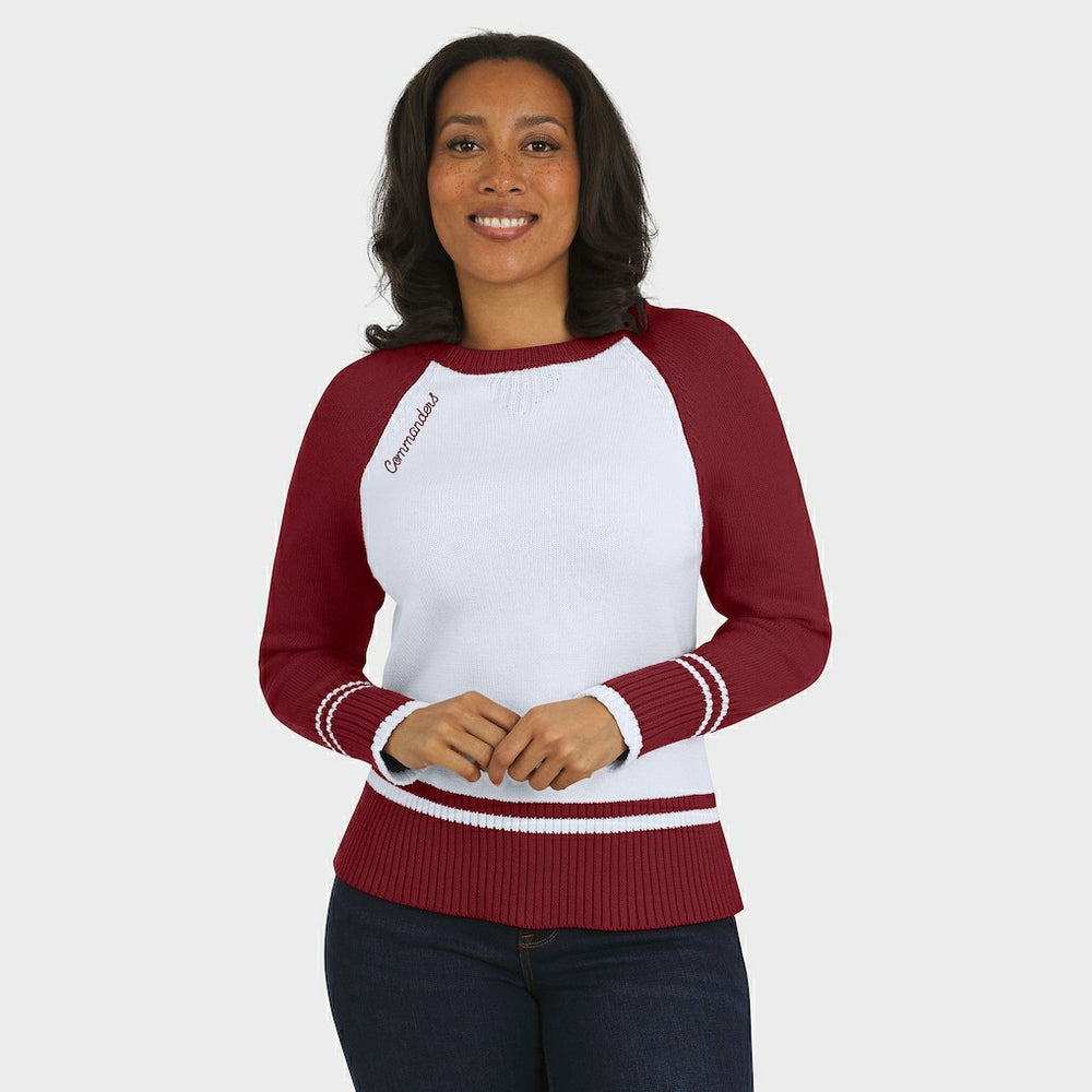 Washington Commanders WEAR by Erin Andrews Women's Colorblock Raglan Sweater White/Burgundy