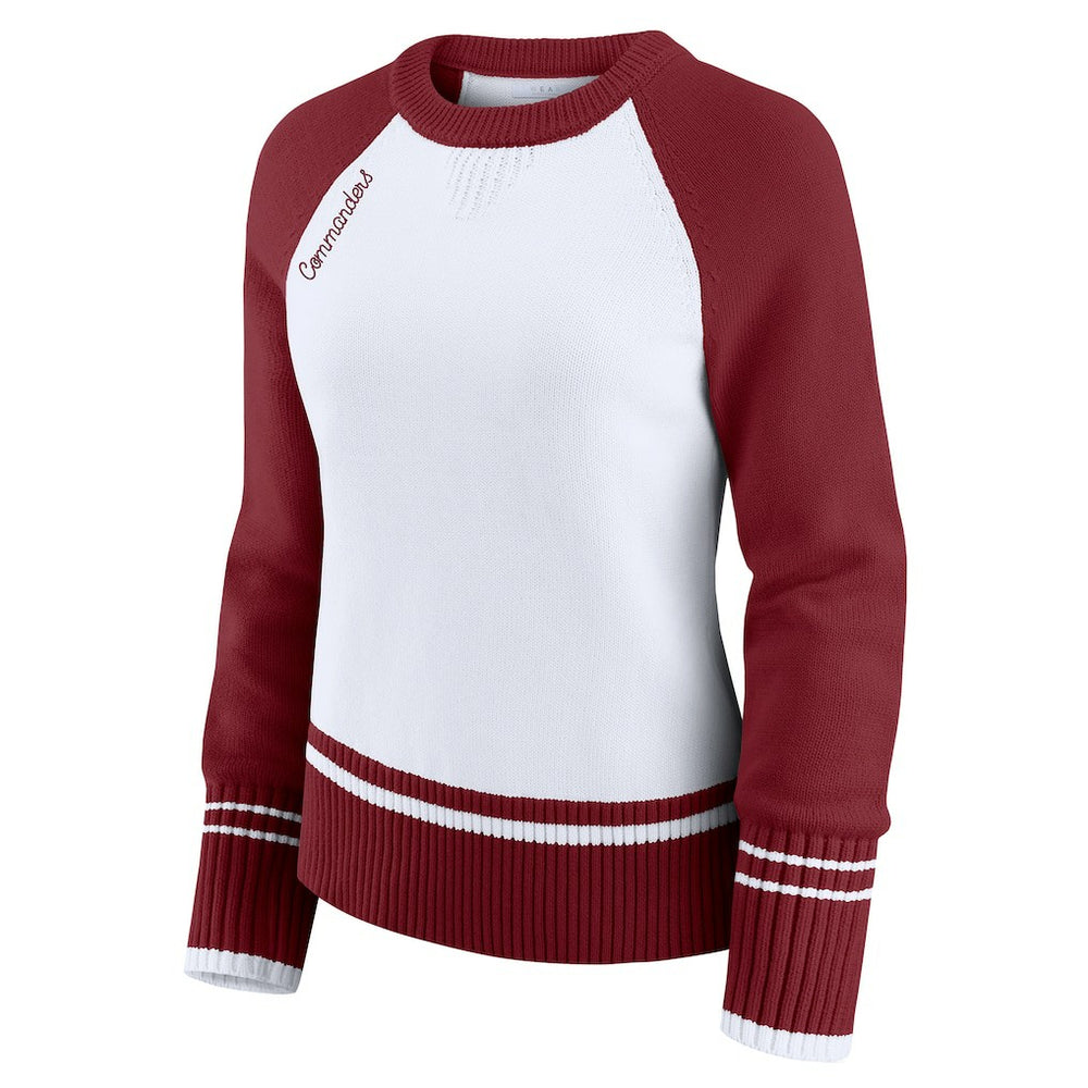 Washington Commanders WEAR by Erin Andrews Women's Colorblock Raglan Sweater White/Burgundy