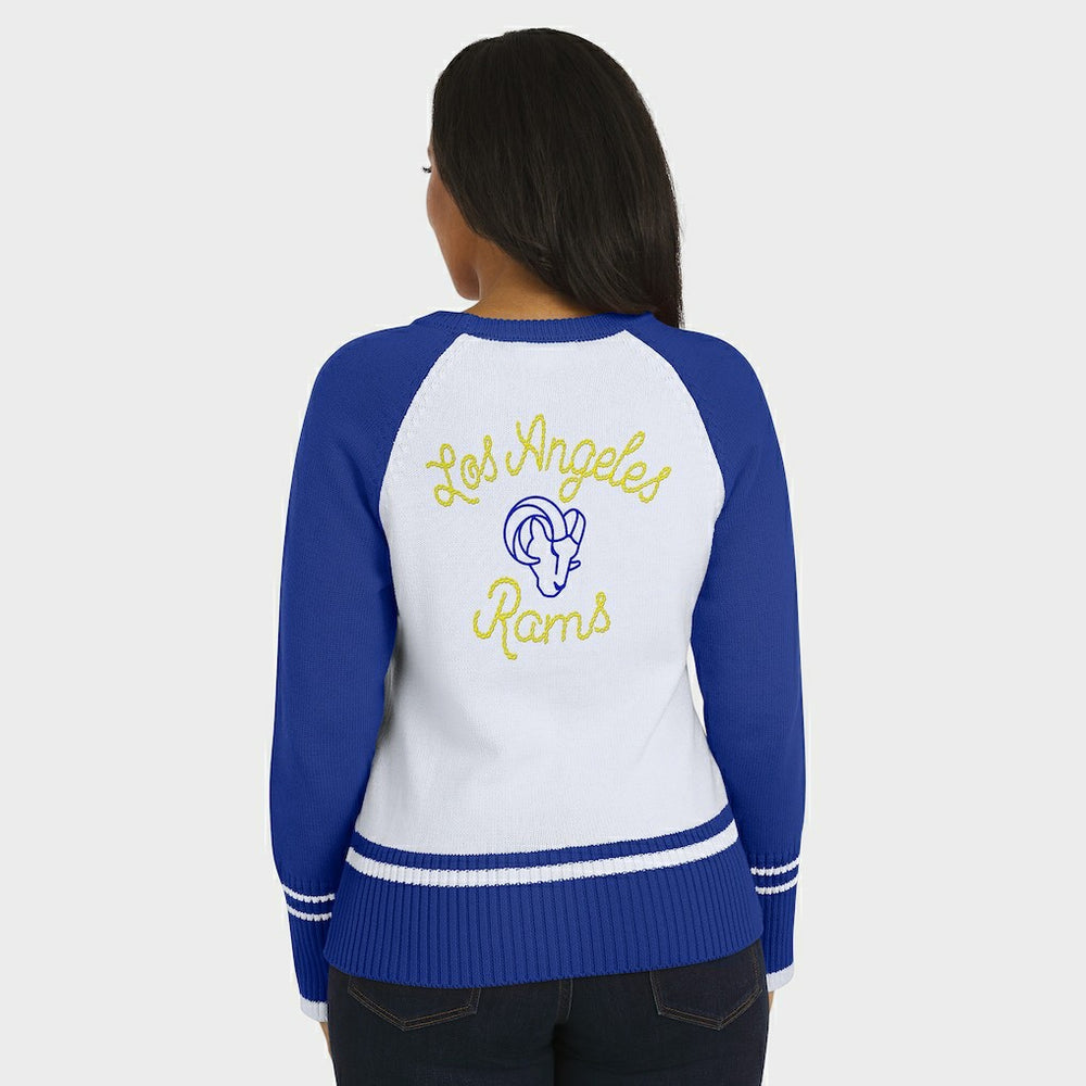 Los Angeles Rams WEAR by Erin Andrews Women's Colorblock Raglan Sweater White/Royal