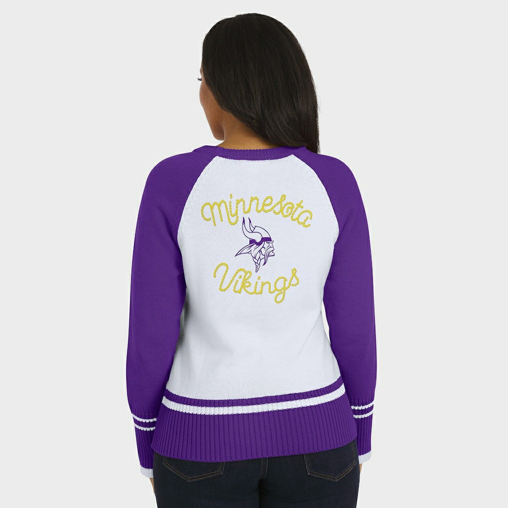 Minnesota Vikings WEAR by Erin Andrews Women's Colorblock Raglan Sweater White/Purple