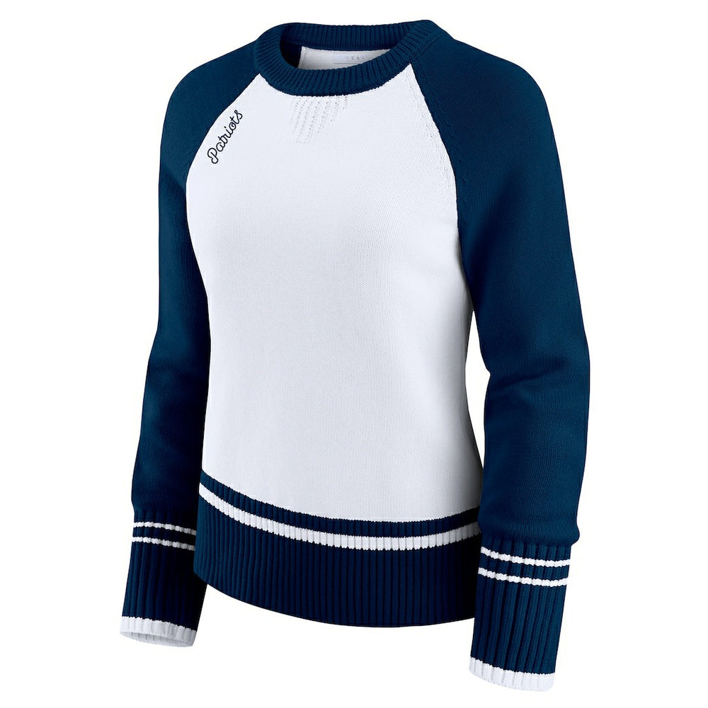 New England Patriots WEAR by Erin Andrews Women's Colorblock Raglan Sweater White/Navy