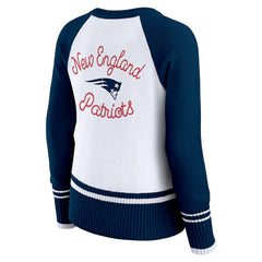 New England Patriots WEAR by Erin Andrews Women's Colorblock Raglan Sweater White/Navy